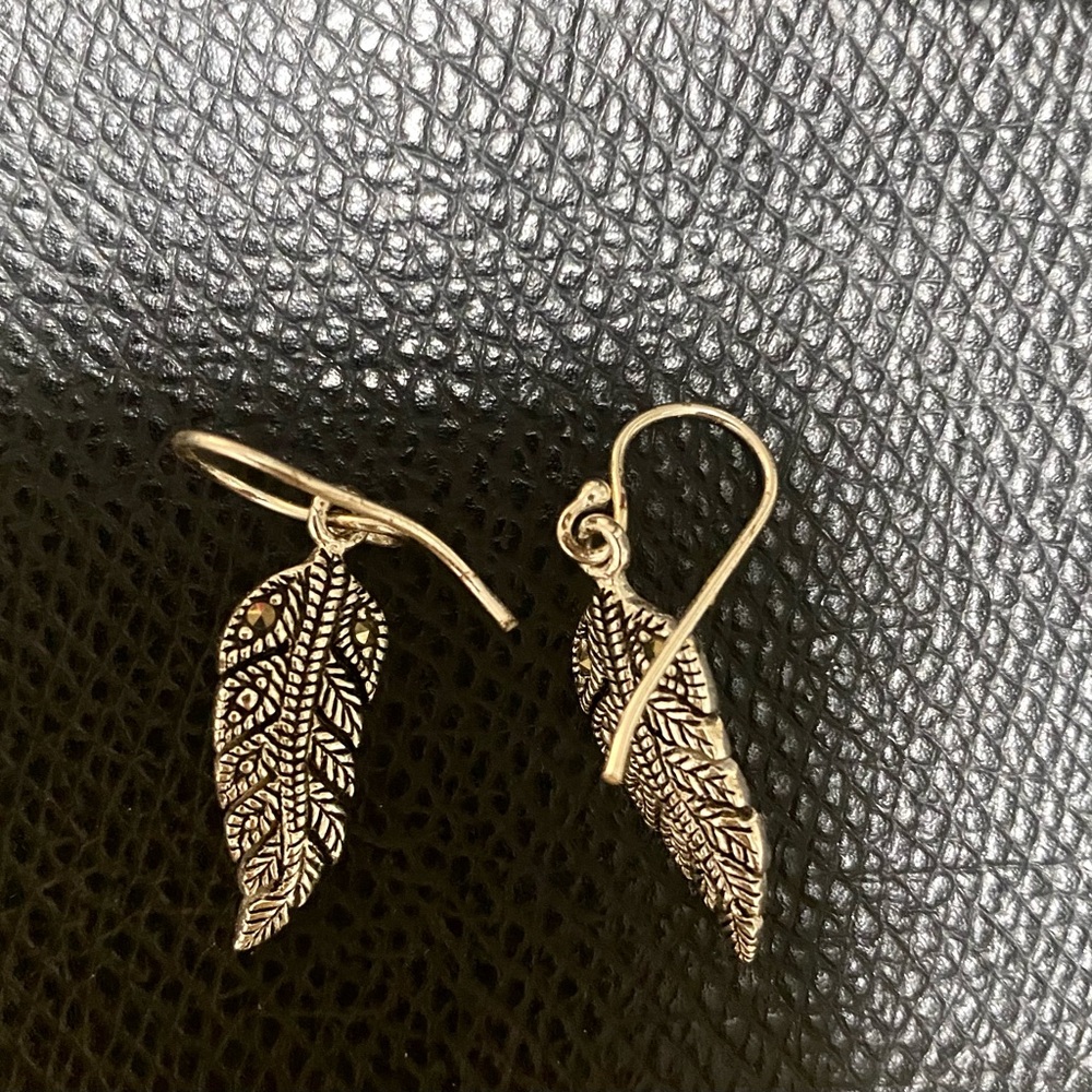 NEW Leaf Shape Drop Earrings for Women, 925 Silver